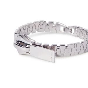 OFF-WHITE Silver Zipper Logo Engraved Curb Link Bracelet*NEW*Dustbag*BOX*8 1/2"